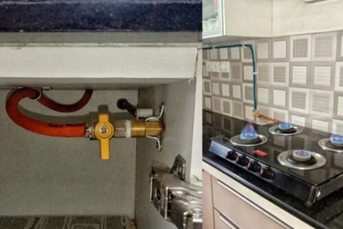 Copper Gas Pipe Installation Service in Kitchen